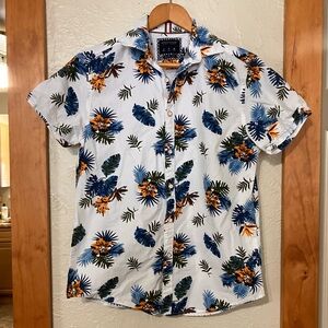 Denim & Flower White Tropical Print Shirt
